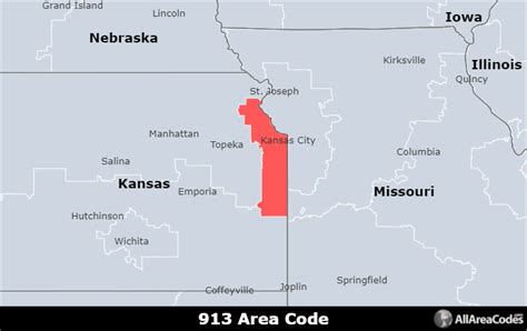913 area code location.